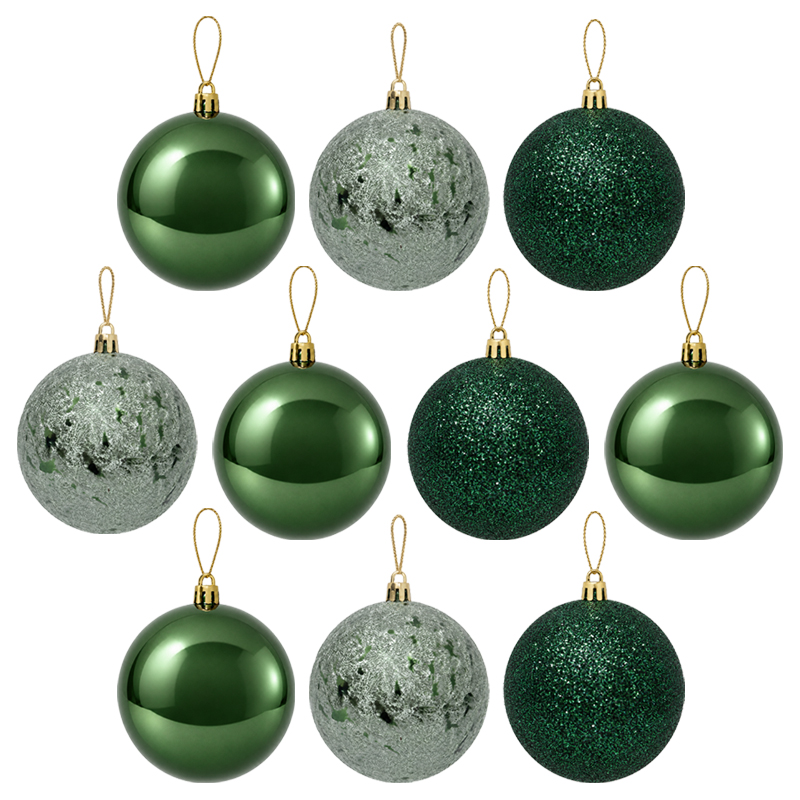 Bola Navideña de 7cm 10 Piezas Verde