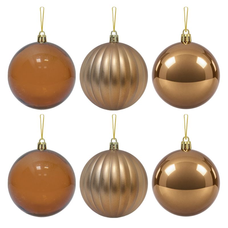 Bola Navideña de 8cm 6 Piezas Café