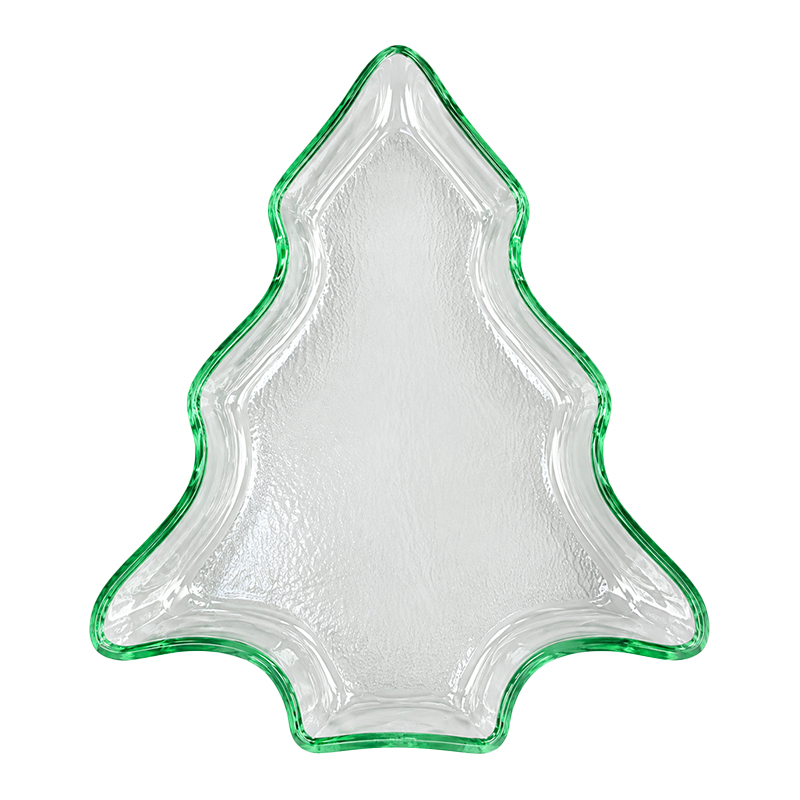 Bandeja Navideña Árbol Transparente y Verde de 20X17cm