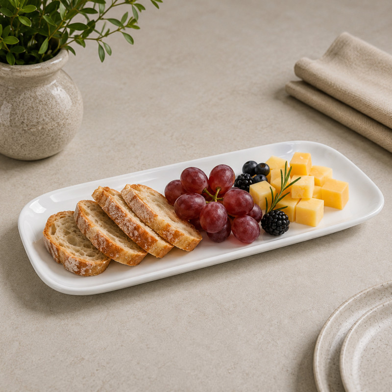 Bandeja de Cerámica Blanca 22x38x2cm