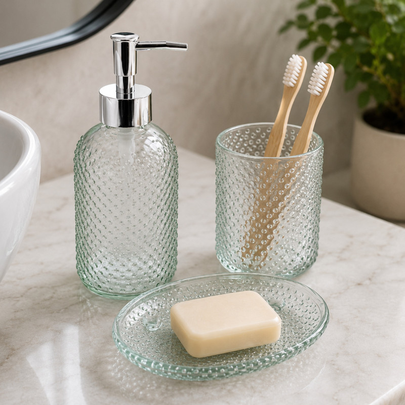 Accesorios de Vidrio Puntos para Baño 3 Piezas 