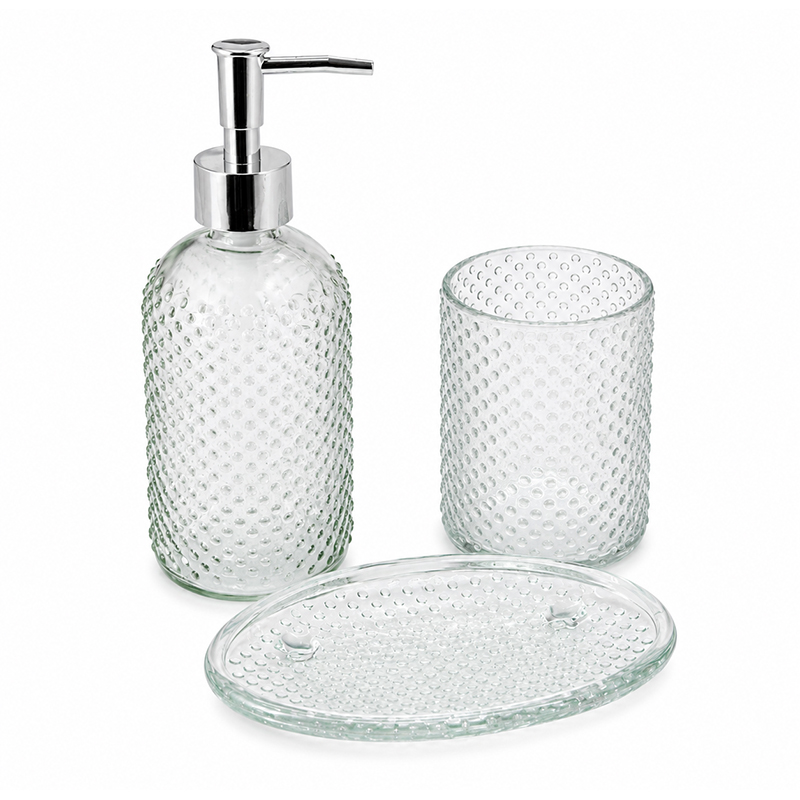 Accesorios de Vidrio Puntos para Baño 3 Piezas 