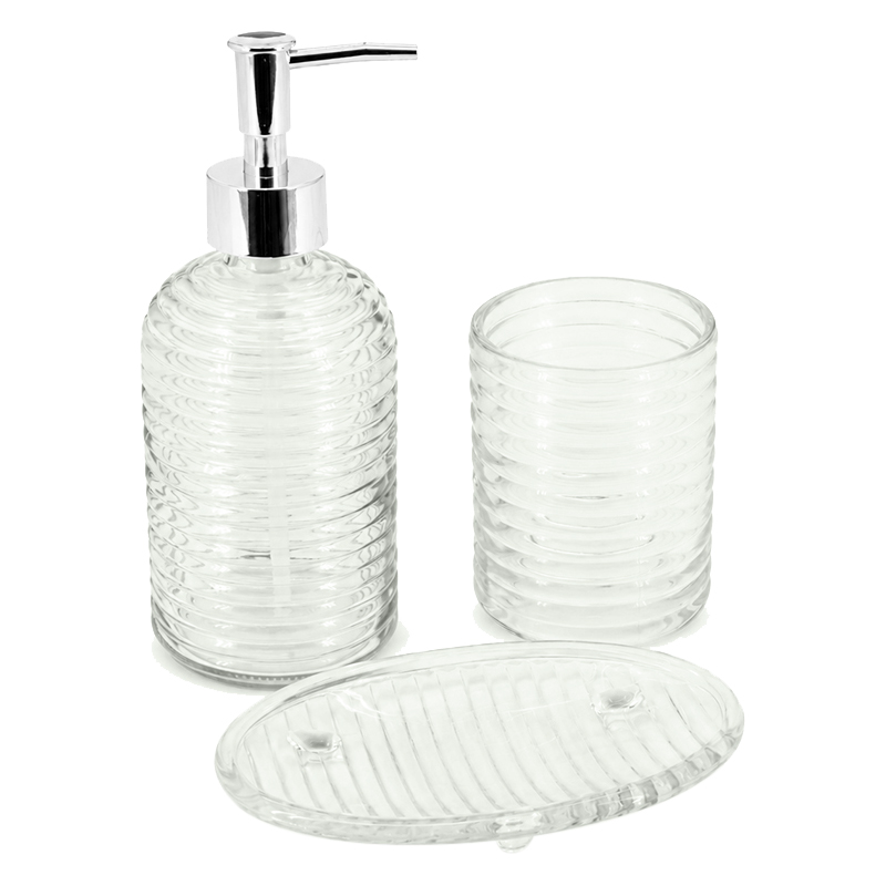 Accesorios de Vidrio Rayas para Baño 3 Piezas 