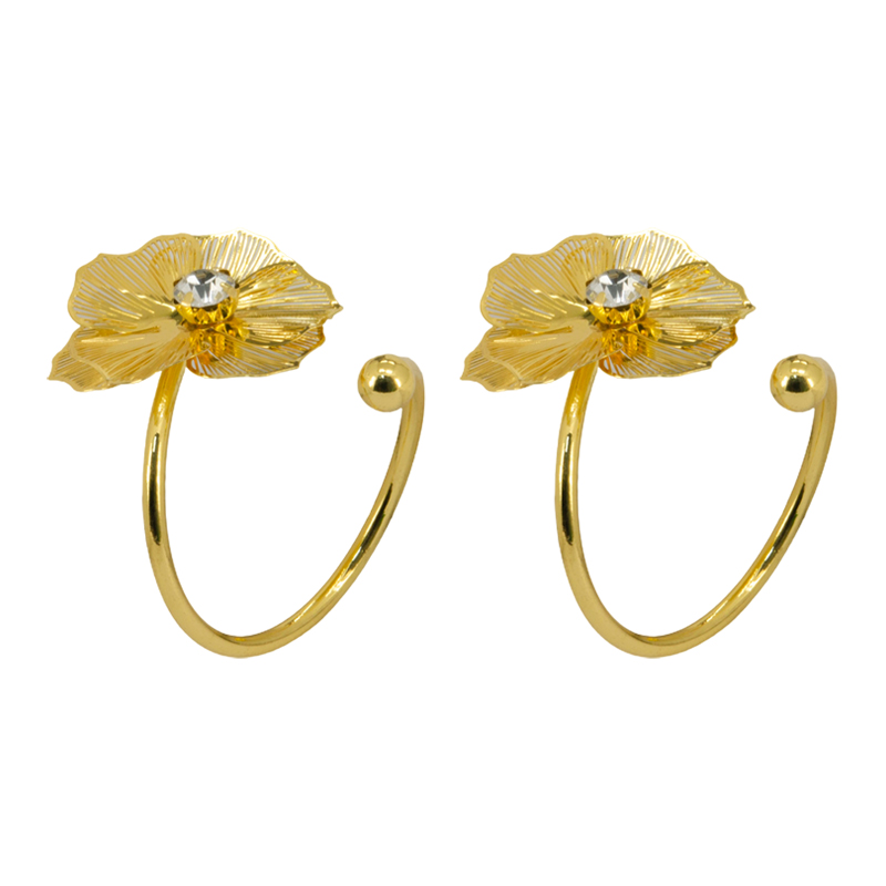 Anillo Porta Servilleta Flor Oro X2