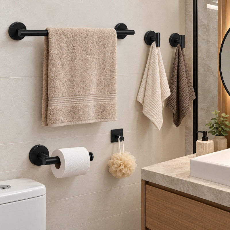 Accesorios para Baño Voila Negro de 5 Piezas