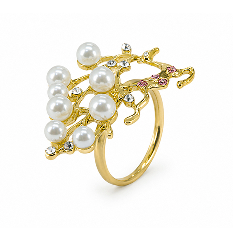 Anillo para Servilleta Diseño de Rama Dorada