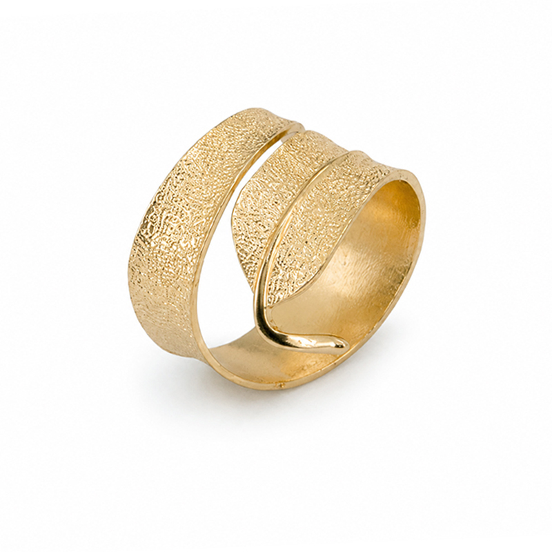 Anillo para Servilleta Diseño de Hoja Dorada