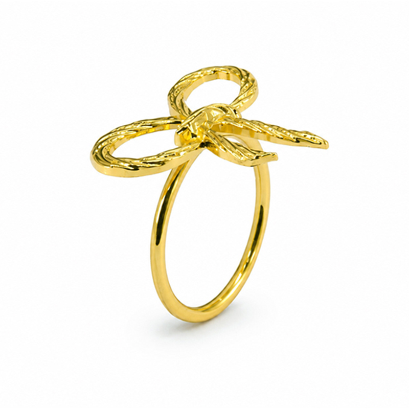 Anillo para Servilleta Diseño de Lazo Dorados