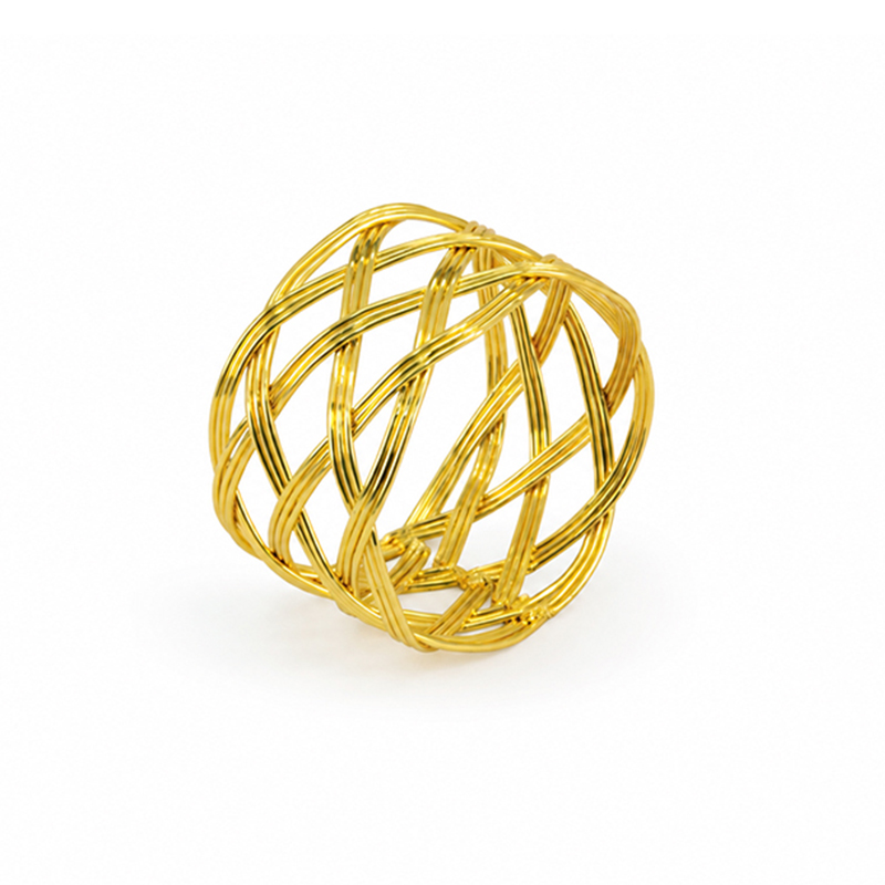 Anillo para Servilleta Diseño de Rombos Dorados