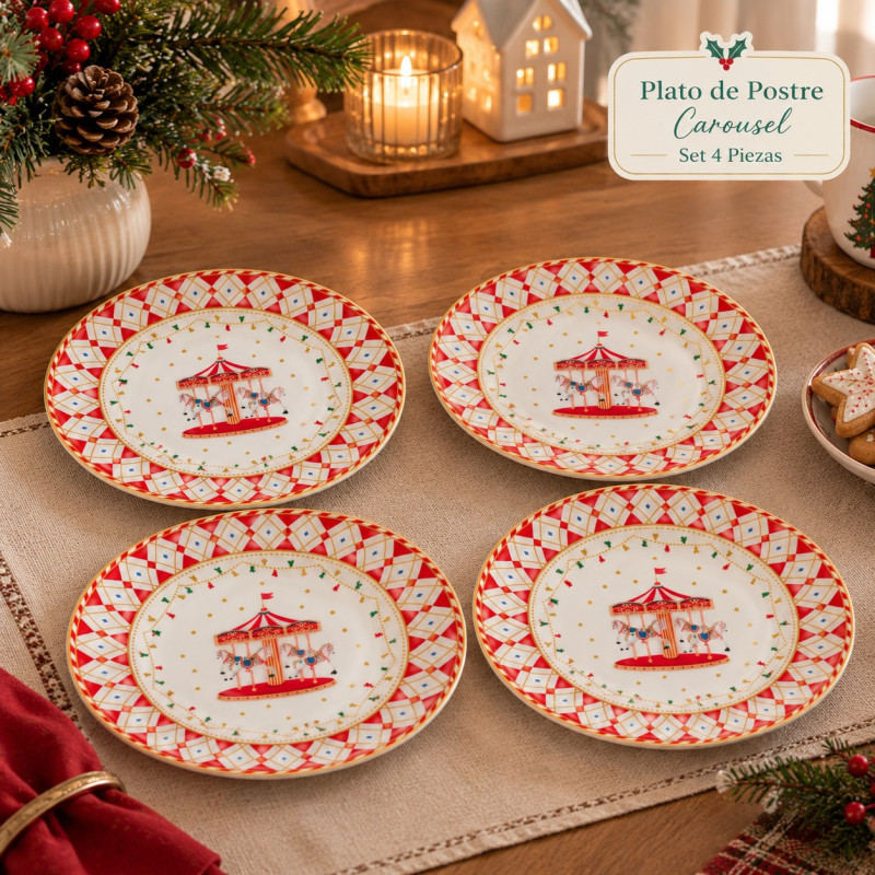 Plato de Postre Carousel Set 4 Piezas