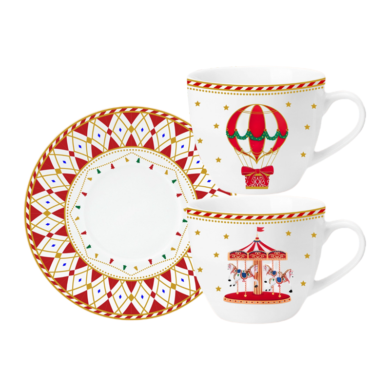 Set de 2 Tazas con Plato Carousel