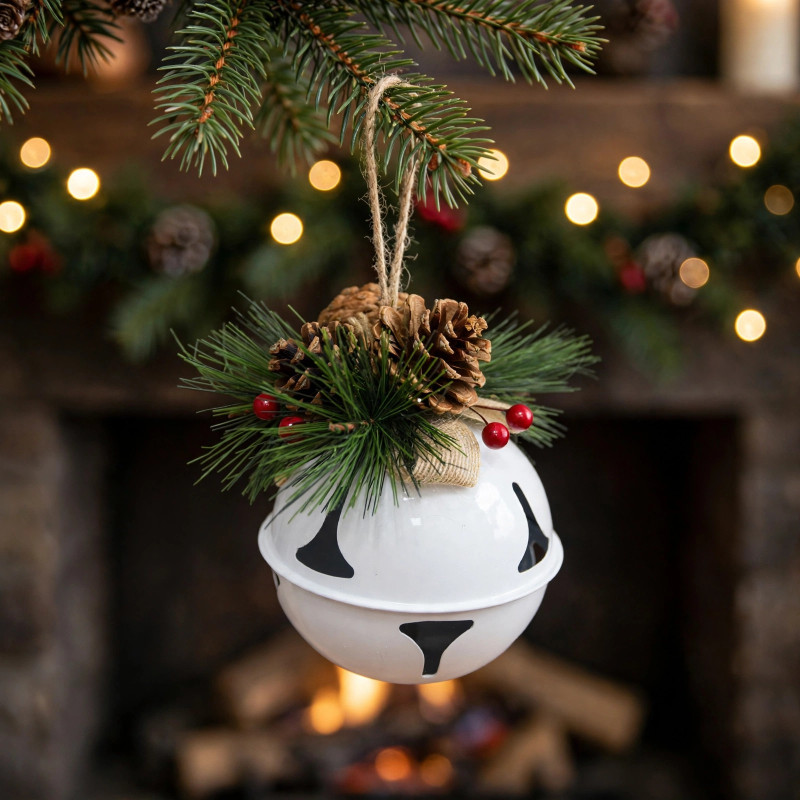 Cascabel Colgante Blanco Winter Village de 22cm
