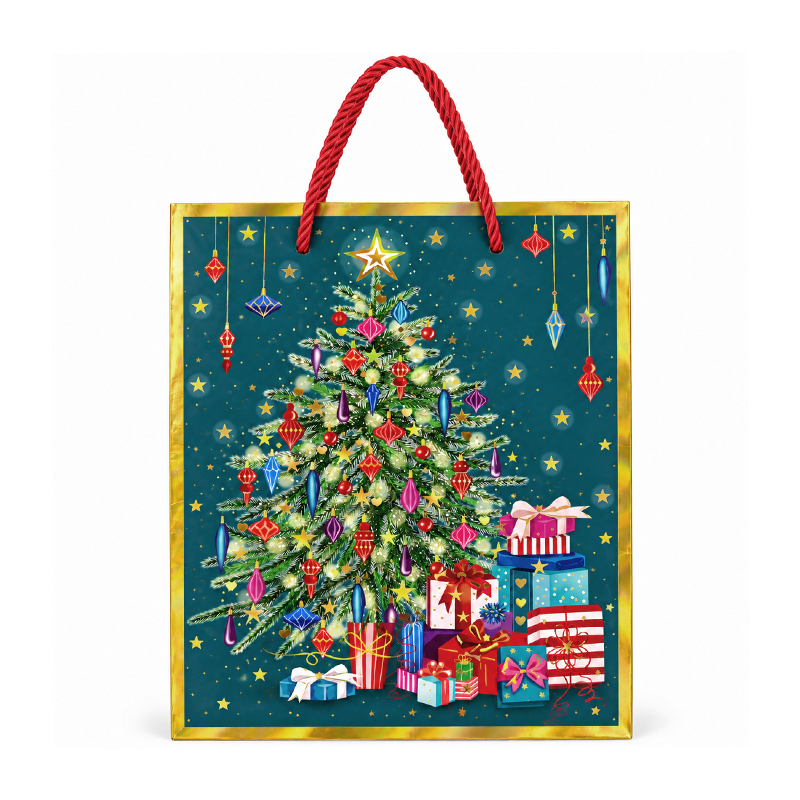 Funda de Regalo Navideña Brillante de 23X18X8cm