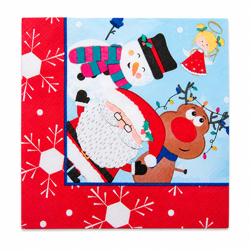Servilleta Santa Reno Muñeco de Nieve 33x33cm 20 Unidades