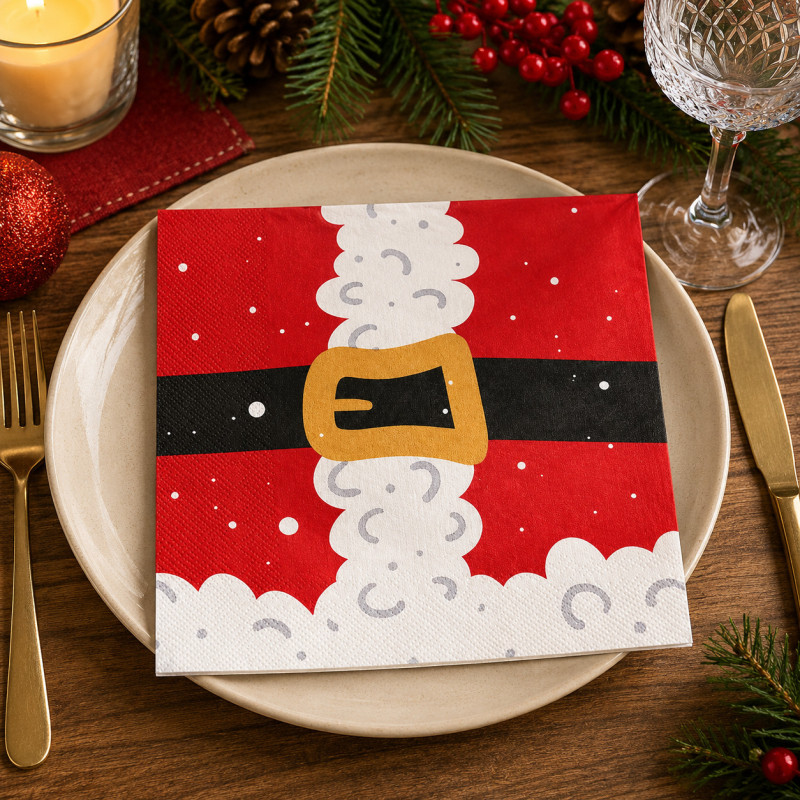 Servilleta Cinturón Santa 33x33cm 20 Unidades