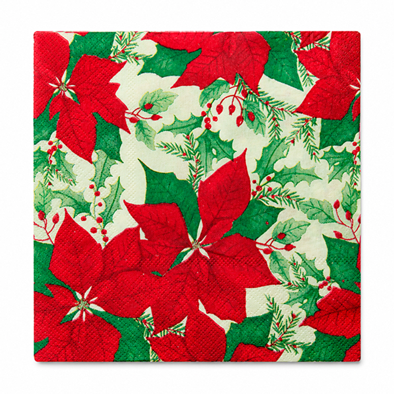 Servilleta Flor Ponsetia 33x33cm 20 Unidades