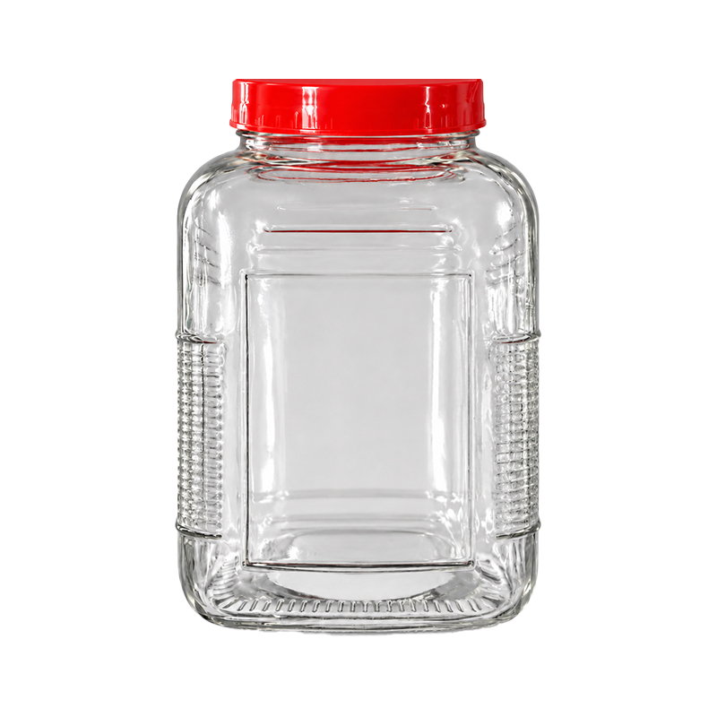 Frasco de Vidrio con Tapa Plástica Roja 1 Litro