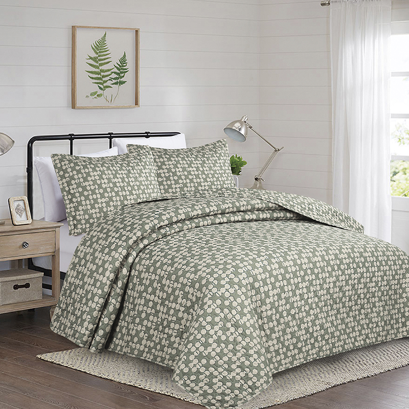 Sobrecama King 3 Piezas 50/50 Verde Beige
