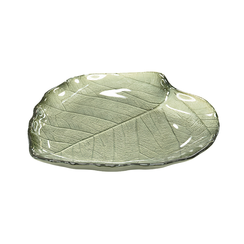 Plato de Vidrio con Diseño de Hoja 19cm