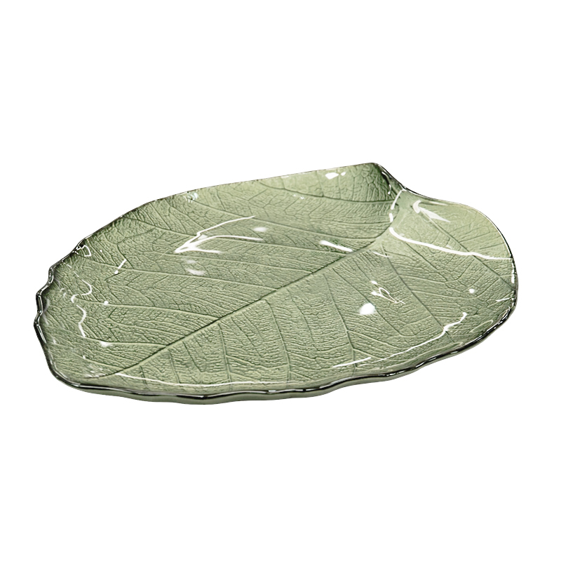 Plato de Vidrio con Diseño de Hoja 21cm