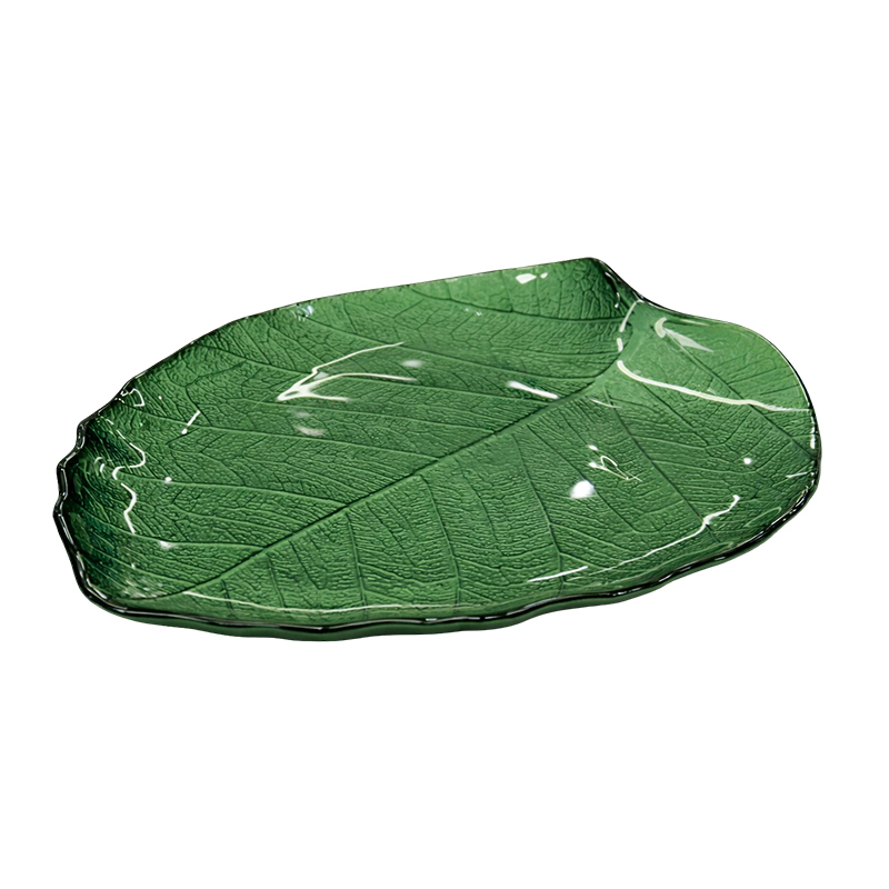 Plato de Vidrio con Diseño de Hoja 21cm