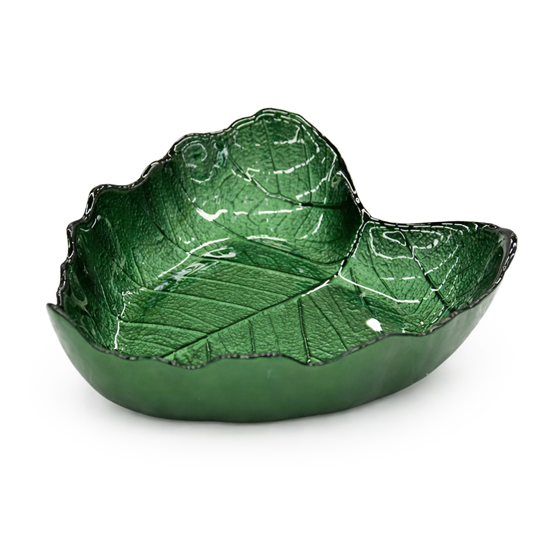 Plato de Vidrio con Diseño de Hoja 16cm