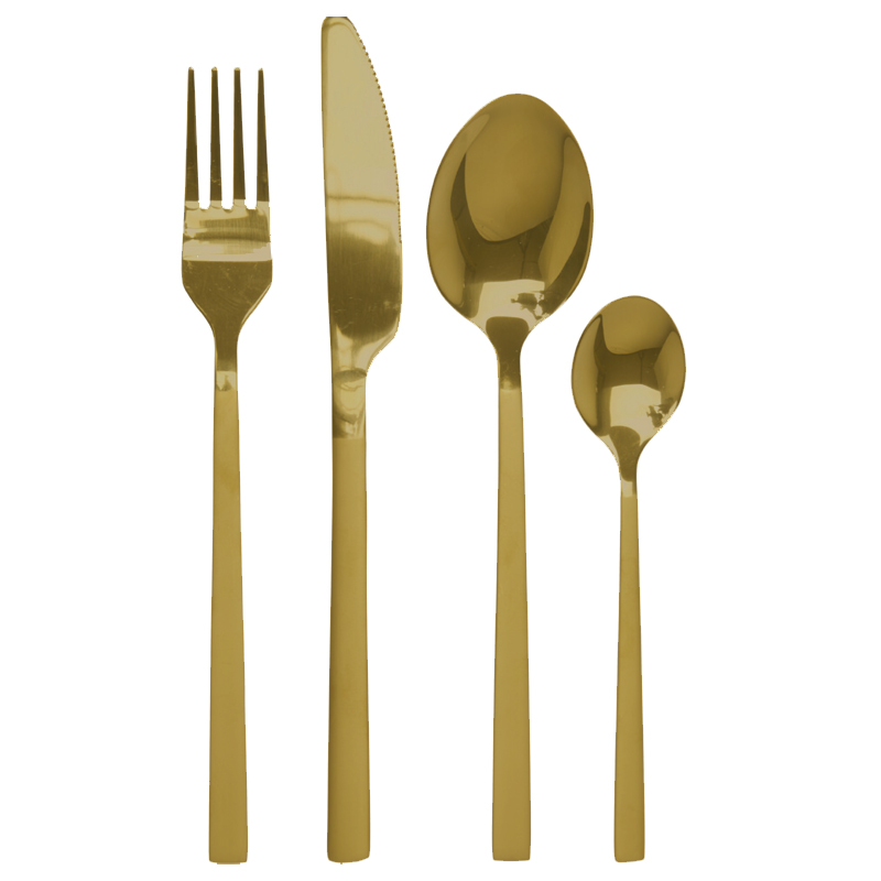Cubiertos Sandblast 16 Piezas Oro Mate
