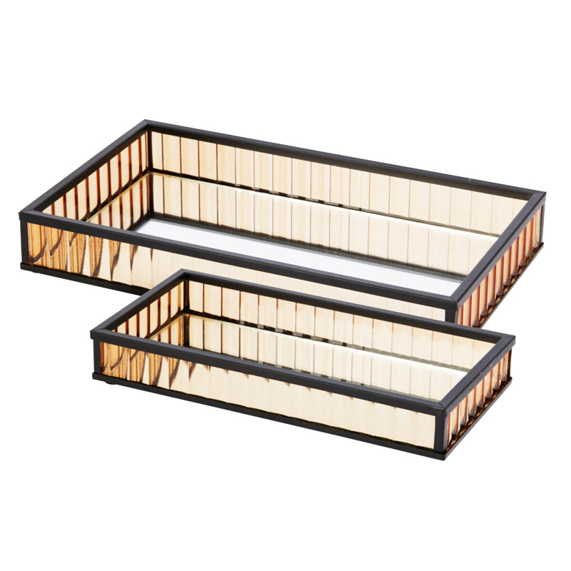 Bandeja Decorativa Ambar con Base Espejo 