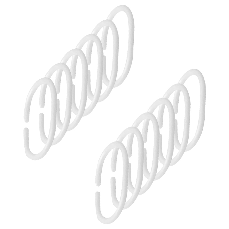 Gancho para Cortina de Baño ABS 12 Piezas Blanco