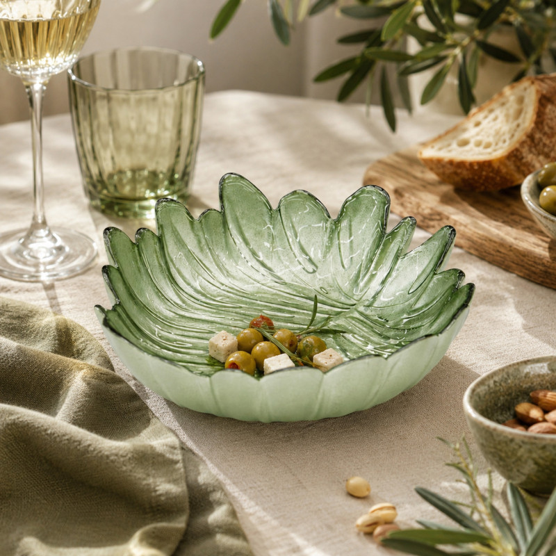 Plato de Vidrio con Diseño de Palma 16cm
