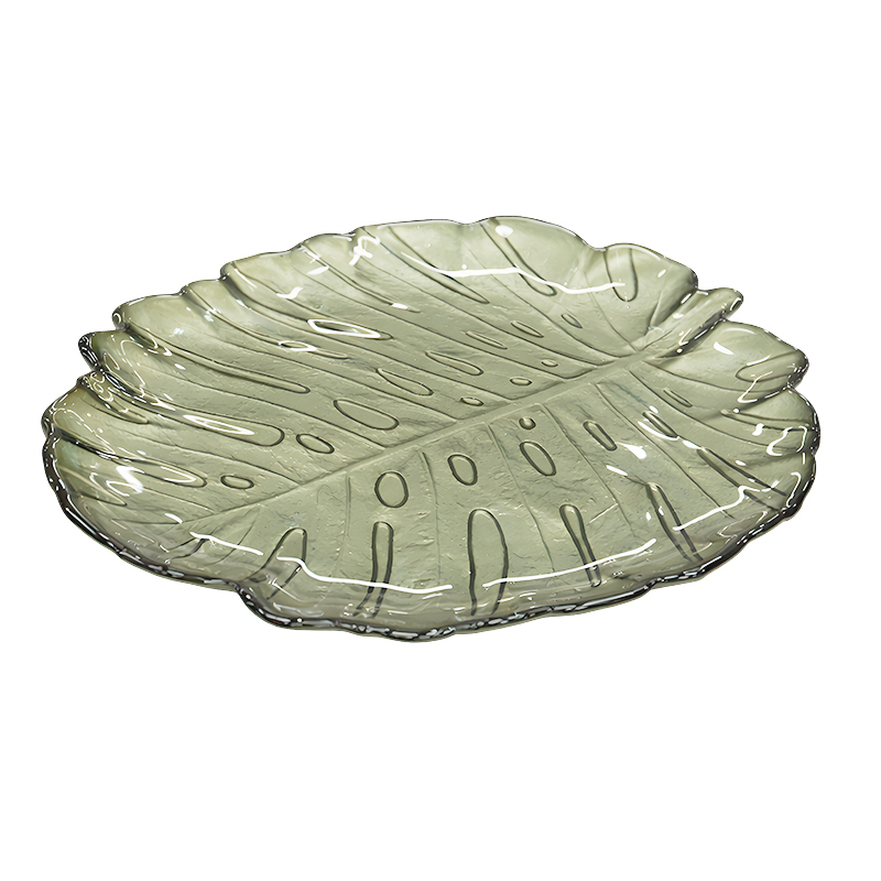 Plato de Vidrio con Diseño de Palma 19cm