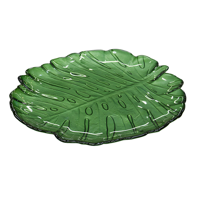 Plato de Vidrio con Diseño de Palma 19cm