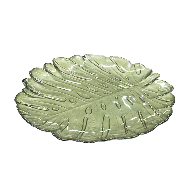 Plato de Vidrio con Diseño de Palma 21cm