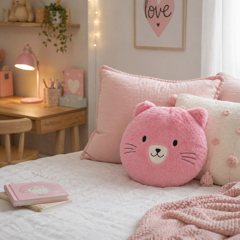 Cojín Gato Rosa 30cm 