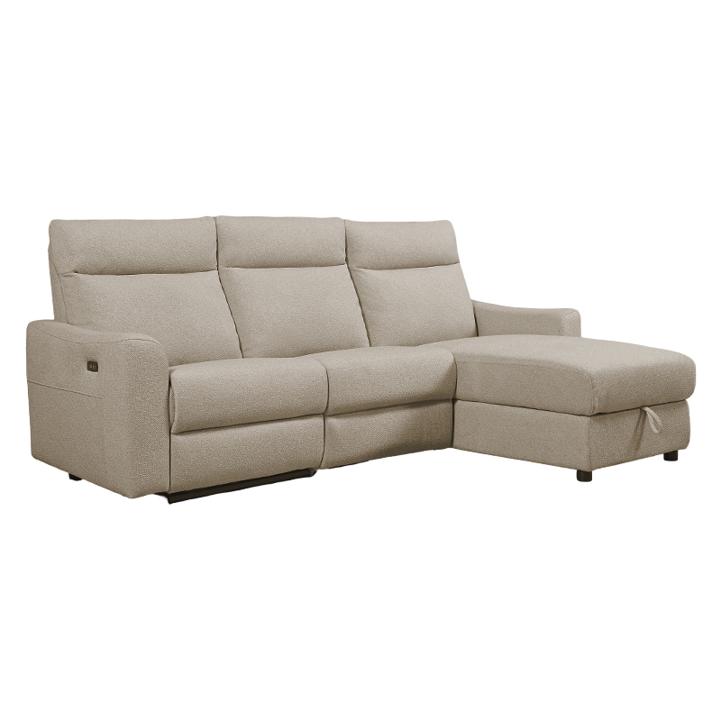 Sofá Reclinable Eléctrico de 3 Puestos Esquinero Derecho Beige