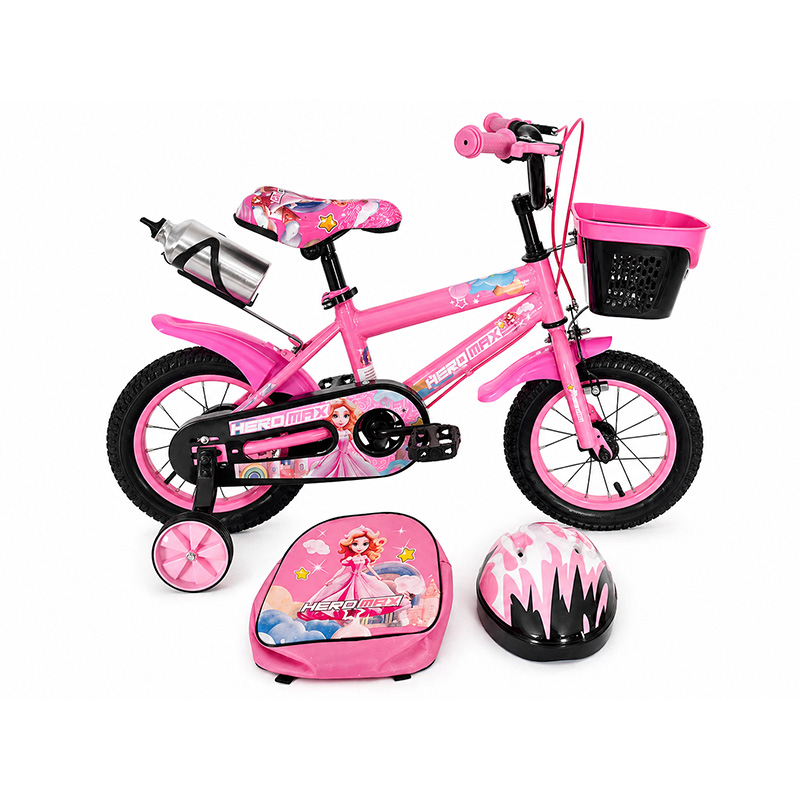 Bicicleta 12" Speed Rosa con Accesorios Heromax