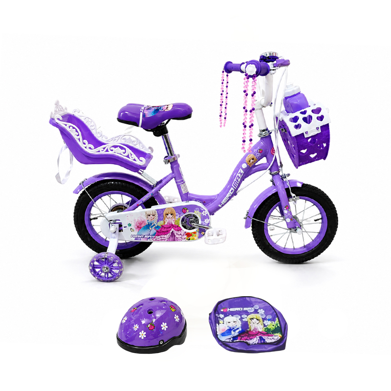 Bicicleta 12" Dolly Lila con Accesorios Heromax