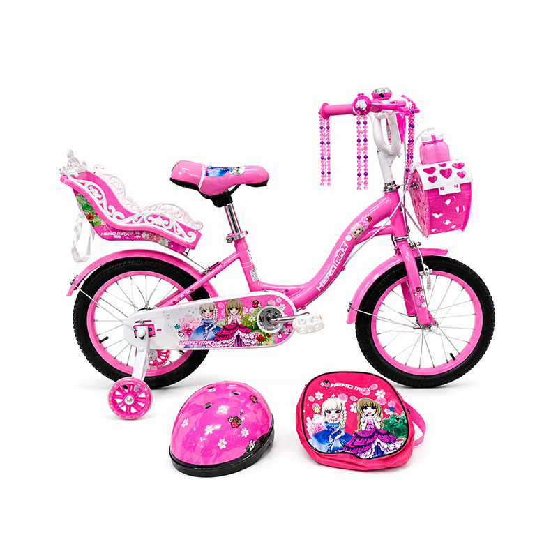 Bicicleta 16" Dolly Fucsia con Accesorios Heromax