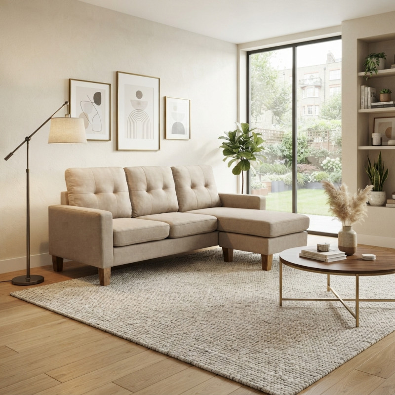 Sofá Seccional 3 Puestos Beige