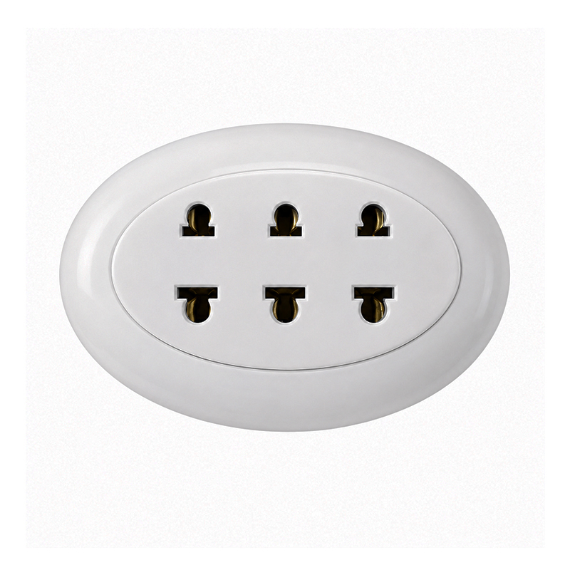Tomacorriente Triple Oval ABS Sobreponer Blanco