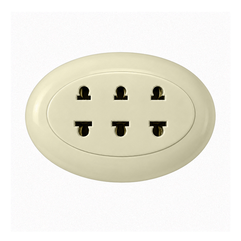 Tomacorriente Triple Oval ABS Sobreponer Beige