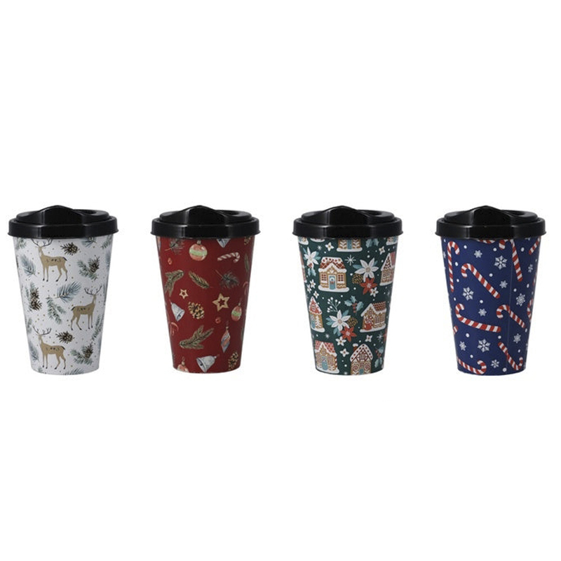 Vaso Plastico Navideño con Tapa 400ML 