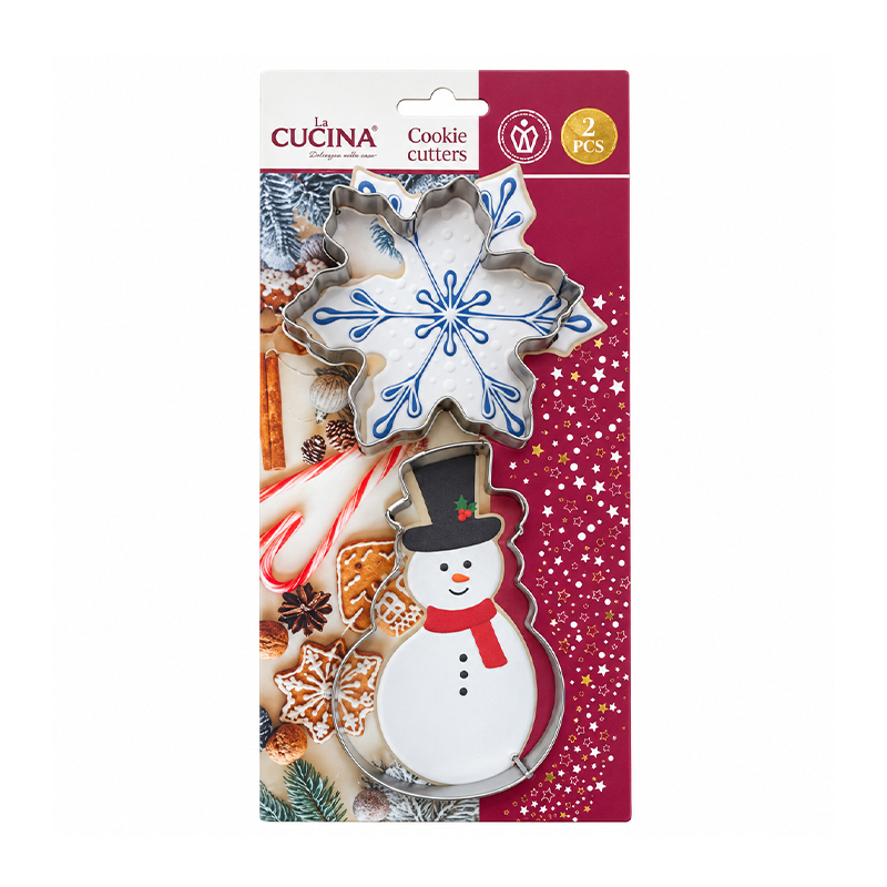 Cortador de Galletas X2 Copo de Nieve y Muñeco 