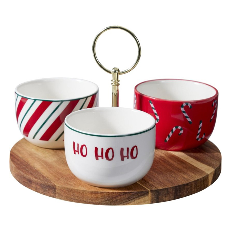 Pocillo con Base de Madera Xmas X3 Piezas Excellent Houseware 