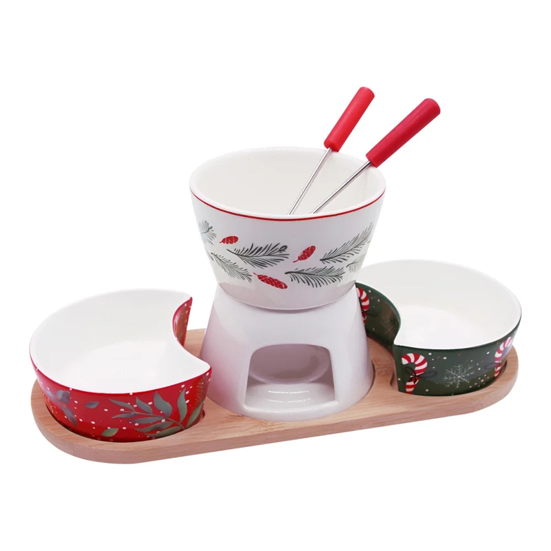 Fondue Set Chocolate Navideño X2 6 Piezas Excellent Houseware 
