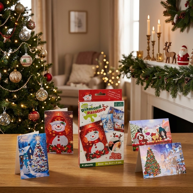 Set de Manualidad Tarjetas Navideñas X4 