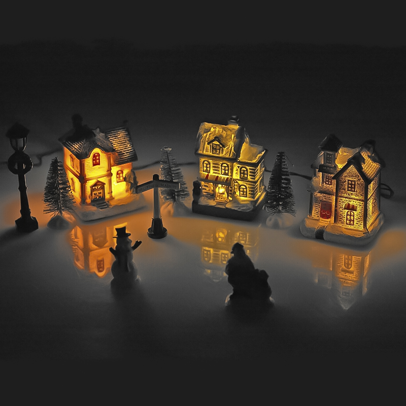Pueblo Navideño con Luces Led 10 Piezas 