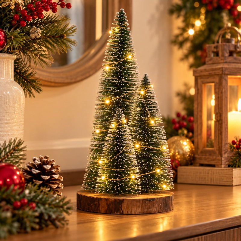 Adorno Árbol Navidad x3 LED Luz Amarilla x15