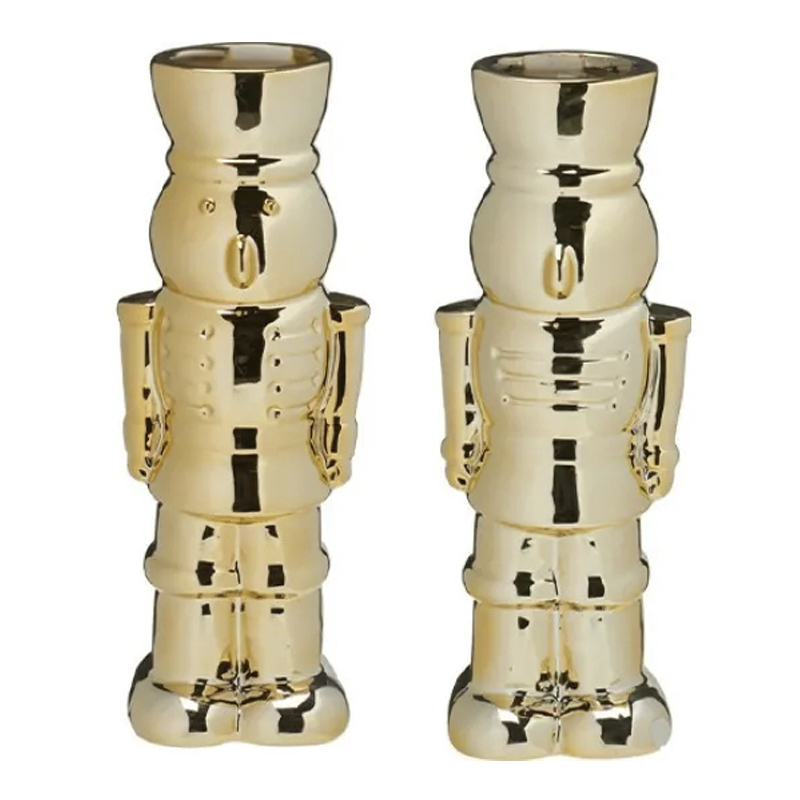 Adorno Florero Navideña Cascanuez Oro 22.5cm