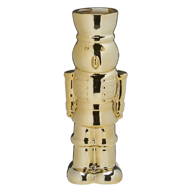 Adorno Florero Navideña Cascanuez Oro 22.5cm